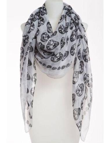 BP  Oversized Skull Print Scarf. Black and White Wrap Sarong Scarf