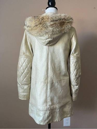 Marc Jacobs  | Gold Genuine Leather Fur Hood Coat Sz 2