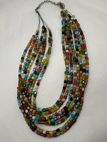 Multicolor Glass Bead Necklace and Bracelet