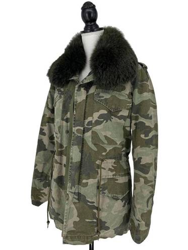 ma*rs MR &  ITALY Camouflage Print Coat with Fox Fur Collar