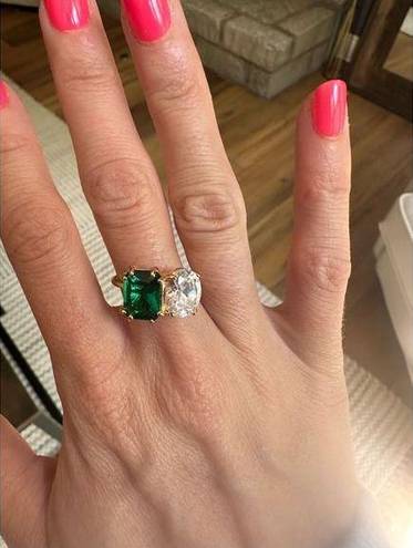 Ettika  Ring Size 7 Gold Emerald Cubic Zirconia CZ Statement Jewelry Womens Nords