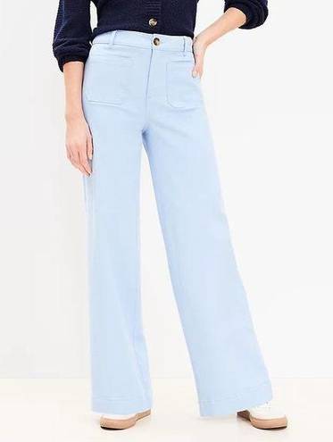 Loft [] Periwinkle Blue Palmer Wide Leg Patch Pocket High Rise Twill Pants Sz 16