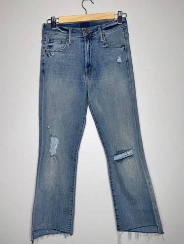 Mother The Insider Crop Step Fray in Chatterbox Distressed Blue Size 26