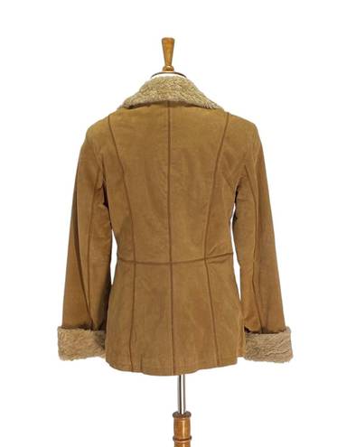 Gallery Penny Lane Y2K Faux Fur and Genuine Leather Suede Coat Beige