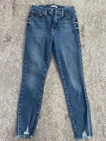 Good American  Women's Blue Good Wasit Crop Distressed Destroyed Denim Jeans 4/27