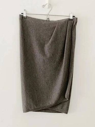 Donna Karan Cashmere Midi Wrap Skirt in Medium Grey NWT Size P Retail $795