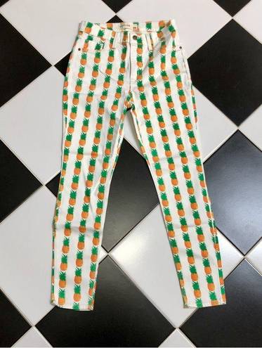 Pistola Pineapple Pina Colada Jeans Pants Dopamine Kitsch Print Cream Gold sz 29