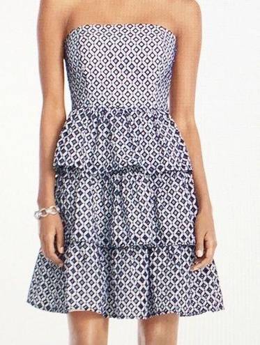 White House | Black Market WHBM Eyelet Lace Ruffle Strapless Dress