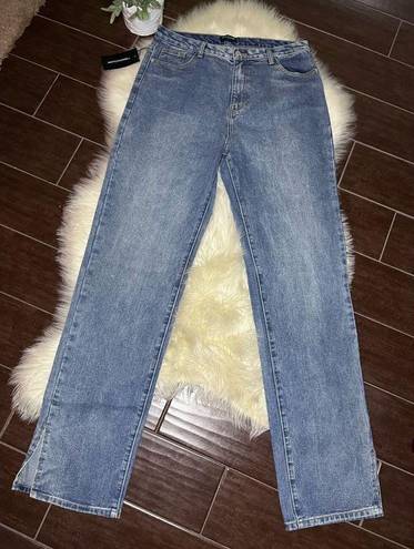 Pretty Little Thing Pretty little things Tall mid wash split hem jeans sz 12 Tall