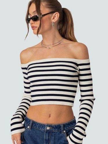 Edikted Off The Shoulder Striped Sweater