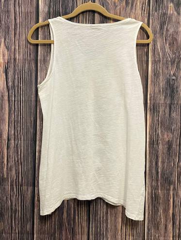 J.Jill  White Embroidered Button Down Tank