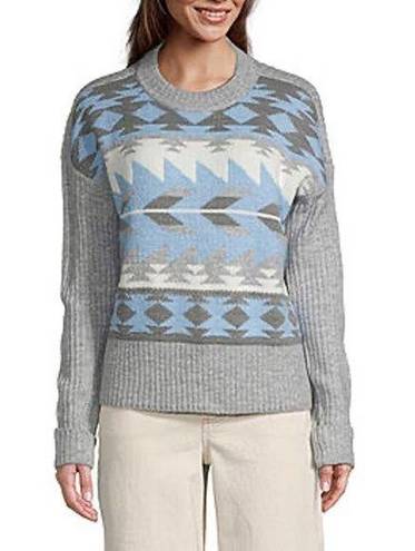 a.n.a  Aztec Print Blue/White Crew Neck Sweater Medium NWT