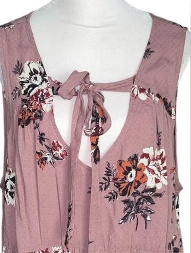 Torrid  Floral Print Tie Neck Peplum Tank Top Size 1 (1X/14-16)