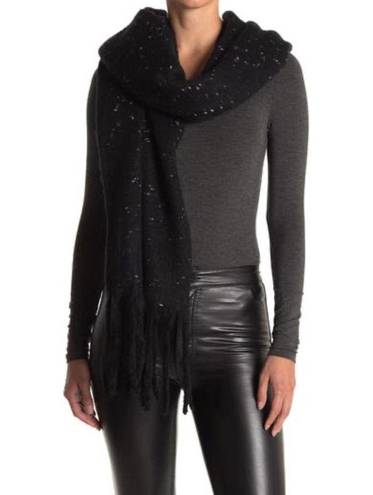 BP  Speckled Fringe Trim Muffler Black White Chunky Oversized Scarf