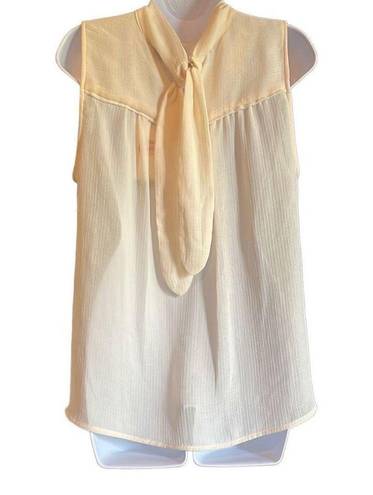 Who What Wear Who Wore What NWT Cream Semi Sheer Back Tie Blouse Sz L