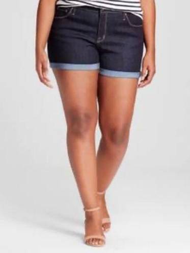 Ava & Viv  MIDI Jean Shorts Stretchy Dark Blue Plus Size 26