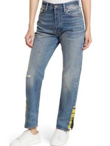 Polo  Ralph Lauren Womens Callen Slim Skinny Jeans Blue Slit Leg Beads 26 New