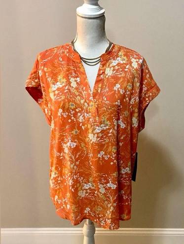 Cynthia Steffe NWT  Women Cap Sleeve Orange, Floral blouse