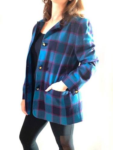 Vintage Blue  & Pink Plaid Blazer Size 12