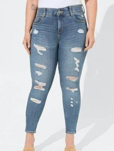 Torrid  Plus Size Bombshell Skinny Premium Stretch High Rise Destructed Jean 14 R