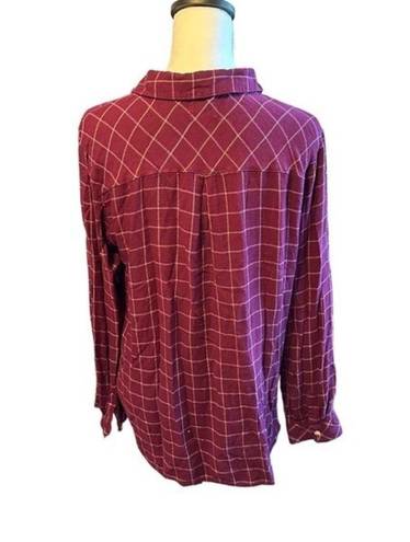 Harper  Lace Up Grid Print Blouse Sz L