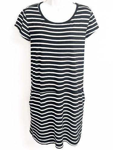 Caslon  striped scoop neck cap sleeve casual mini dress pullover pockets