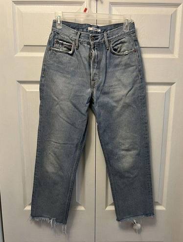 GRLFRND  size 26 Helena Cropped Raw Hem Blue Jeans Button Fly Women’s