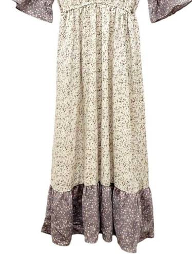 Orange Creek  Prairie Floral Maxi Dress Lavender Cream Cottagecore Size Small