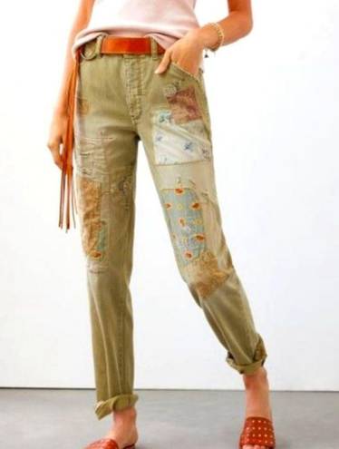 Anthropologie  Pilcro The Wanderer Barrel Patchwork Women's Pants Green 25