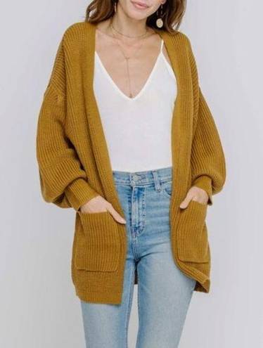 Lush Clothing Lush Dolman Sleeve Cardi Long Sleeve Open Cardigan Sweater Camel Brown Small