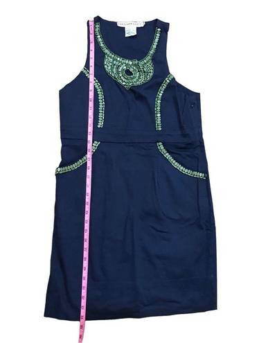 Gretchen Scott  Navy blue sleeveless dress L beaded casual resort preppy