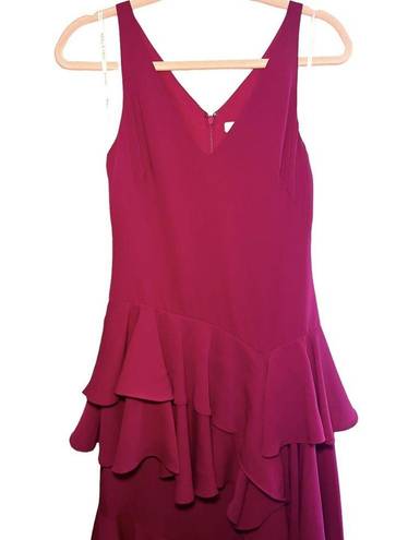 Halston Heritage  Drop Waist Tiered Ruffle Gown Pink Size 0