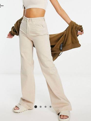 Pull & Bear  high waisted straight leg dad jeans in Beige 