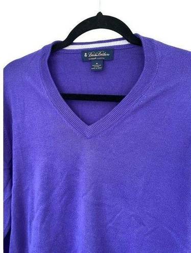 Brooks Brothers  vneck sweater suma cotton purple sweater mens medium