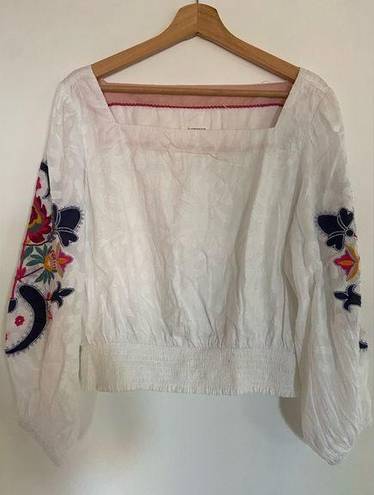 Anthropologie  White Embroidered Top