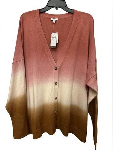 J.Jill  Dip Dyed Peach Sunset Cardigan Size 3X V Neck Button Ombré NWT