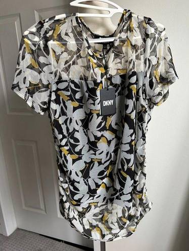 DKNY NWT  Semi sheer floral print shirt