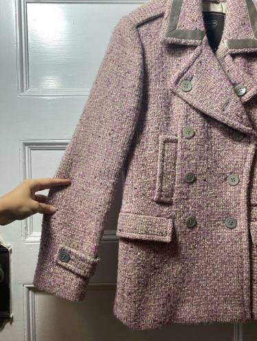 Coach | Wool Blend Tweed Peacoat Satin Detail Pink Beige Sz 4