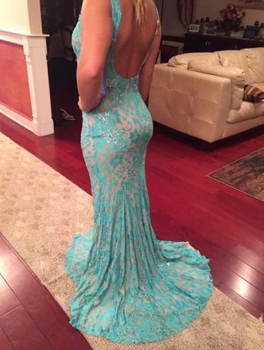 Jovani Lace Prom Dress Pageant Gown Backless Formal