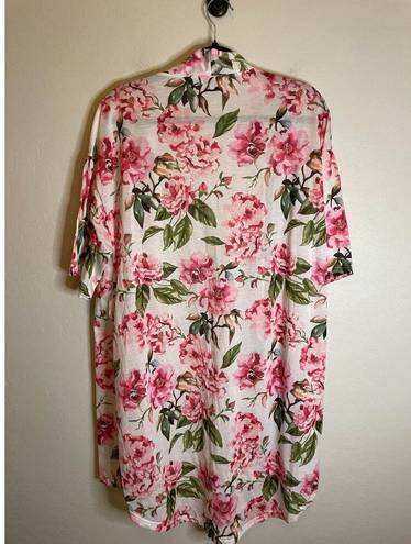 Show Me Your Mumu  White/Pink Floral Mini Robe/CoverUp One Size Fits Most FLAW