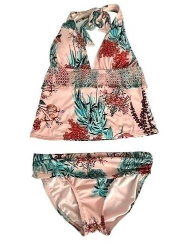 Tommy Hilfiger  Honolulu Pink Garden Halter Tankini Top & Bikini Bottom Small