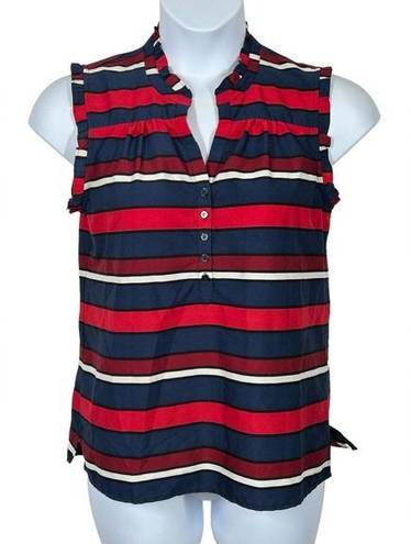 Tommy Hilfiger  Red White & Blue Striped Patriotic Sleeveless Blouse Size Medium