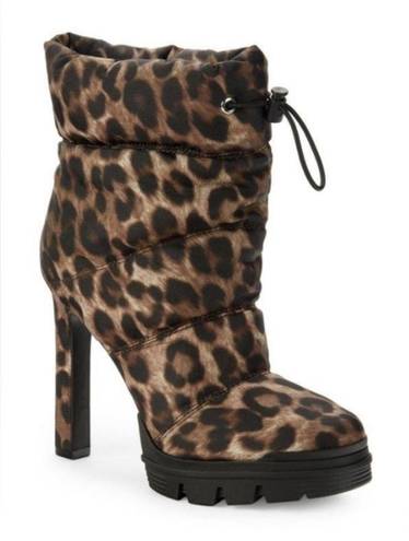 Guess NEW  Leopard  Print Puffer Drawstring Stiletto Booties