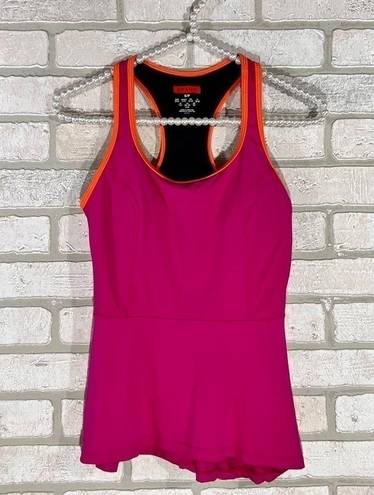 Spanx  Pink and Orange Trim Racerback Peplum Tank Size S