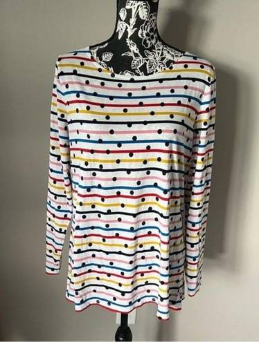 The Comfy Boden Stripes Ahead polka dot tshirt long sleeve size 14