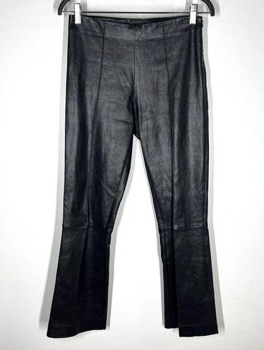 The Row  Sz 6 Leather Beca Seamed Kick Flare Pants - Black