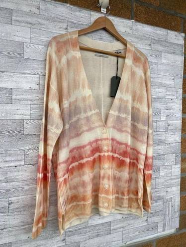 ALLSAINTS  Marea Tie Dye Cardigan Sweater Merino Wool Rainbow Pink Cream New M