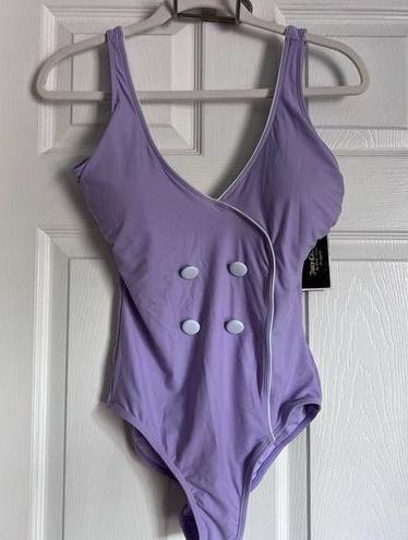 Juicy Couture  Black Label Lavender One Piece Retro Swimsuit Small NWT