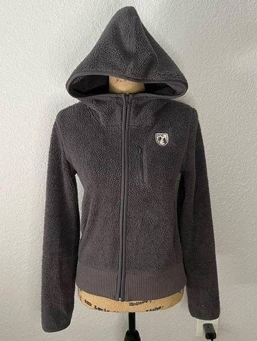 American Eagle  Grey Size S Fuzzy Teddy Full Zip Hooded Jacket Pockets Neutral