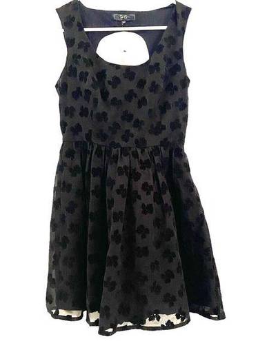 Jessica Simpson  Mini Dress Sz 4 Jet Black Sienne Fit & Flare Key Hole Back Lined